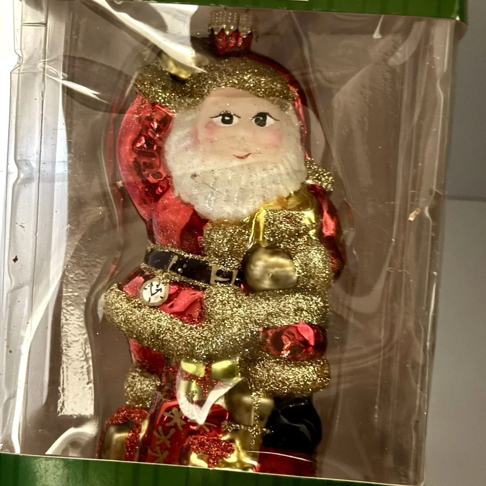 Vintage Walmart Glass Santa Ornaments Set of 3 - 5